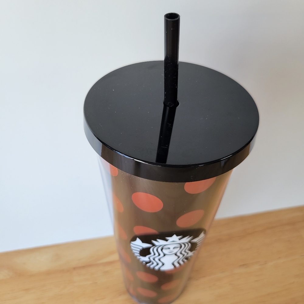 Starbucks 24 oz Tumbler Black Rose Gold Polka Dots Limited Edition 0 - Picture 2 of 7